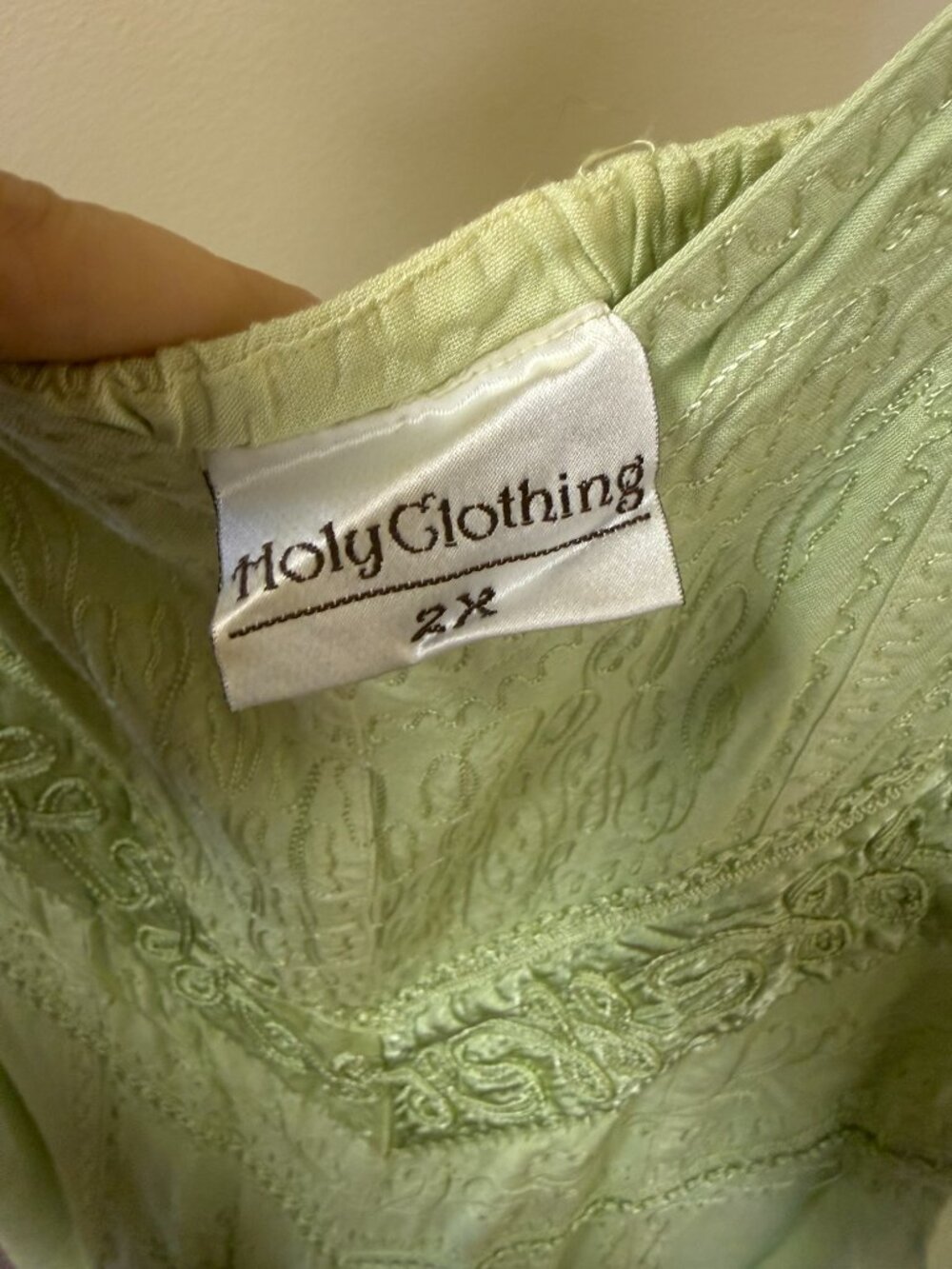 Holy Clothing Mint Green Embroidered Boho Maxi Dress - Size 2X - Picture 5 of 6